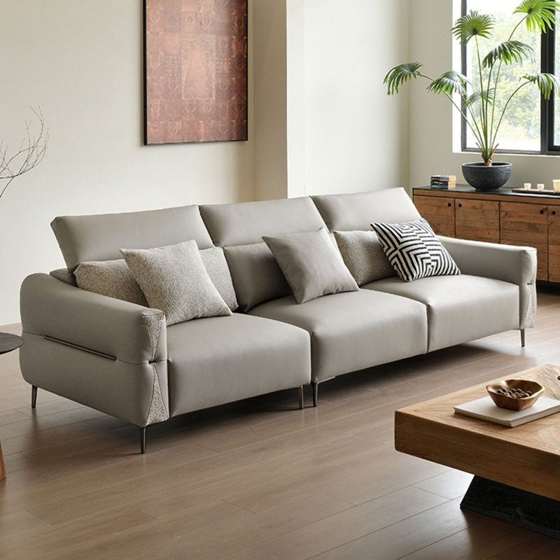 Coussin modulaire 116,14 po en similicuir, Gris