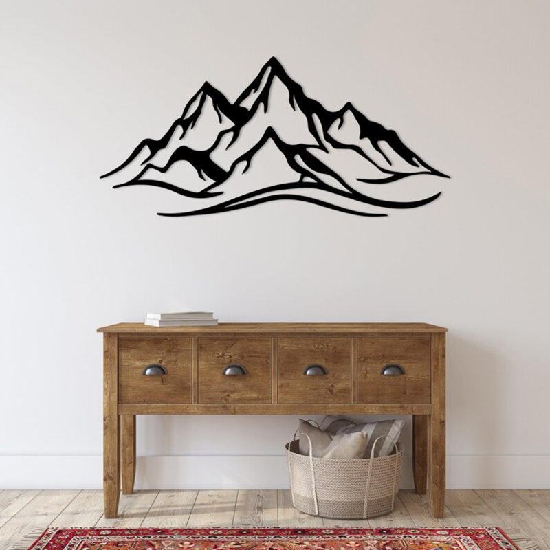 Art mural en métal Mountain Range, H 10 po x l 20 po, Argent
