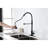 Commercial Kitchen Faucets In Matte Black With Pull Out , Stainless Steel Finish Faucet 3 Sink Water