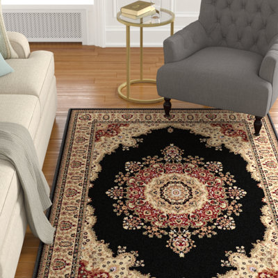 Clarence Oriental Beige/Black Area Rug
