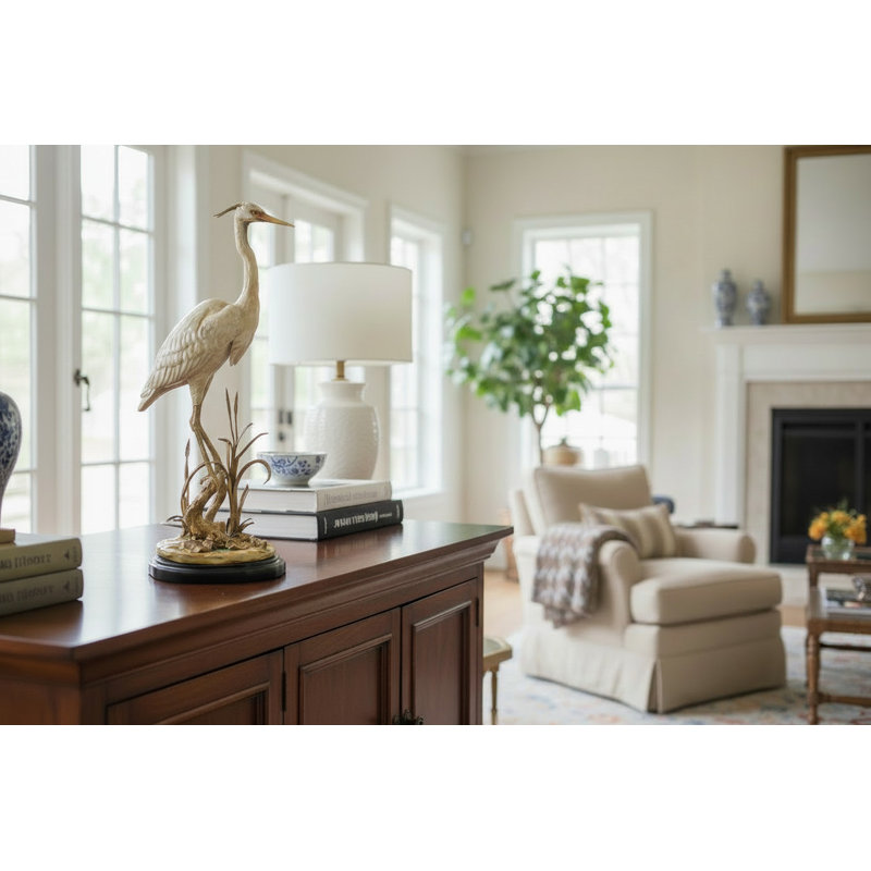 Porcelain Shore Bird with Bronze Ormolu Base
