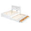 Lit plateforme double avec lit gigogne, tiroirs et prises USB, blanc-1869119467