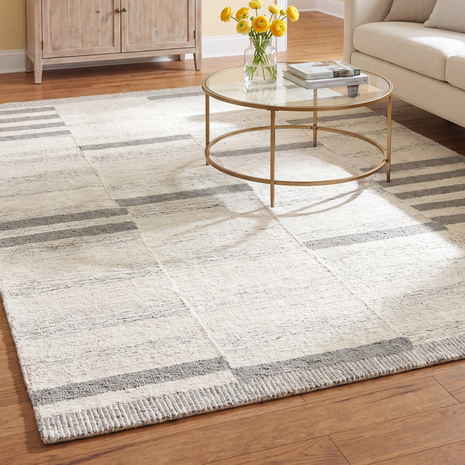 Hand-Tufted Striped Wool Rug, Rectangle 5' x 7'6"