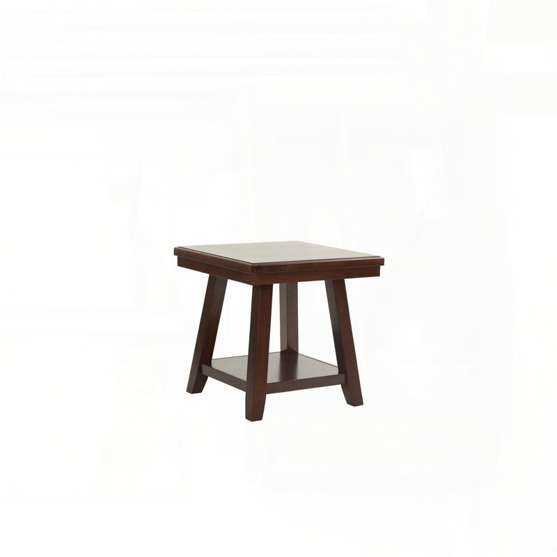 Table de bout moderne avec tablette ouverte - finition noyer