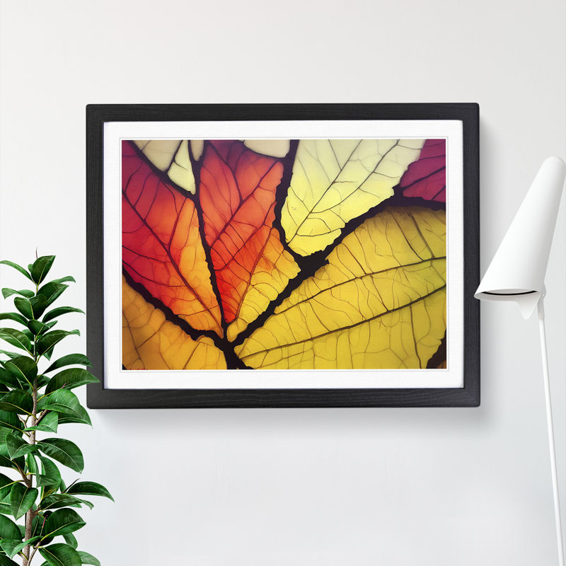 Flashy Leaf - Single Picture Frame Print, Black Framed, 46cm H x 64cm W x 2cm D