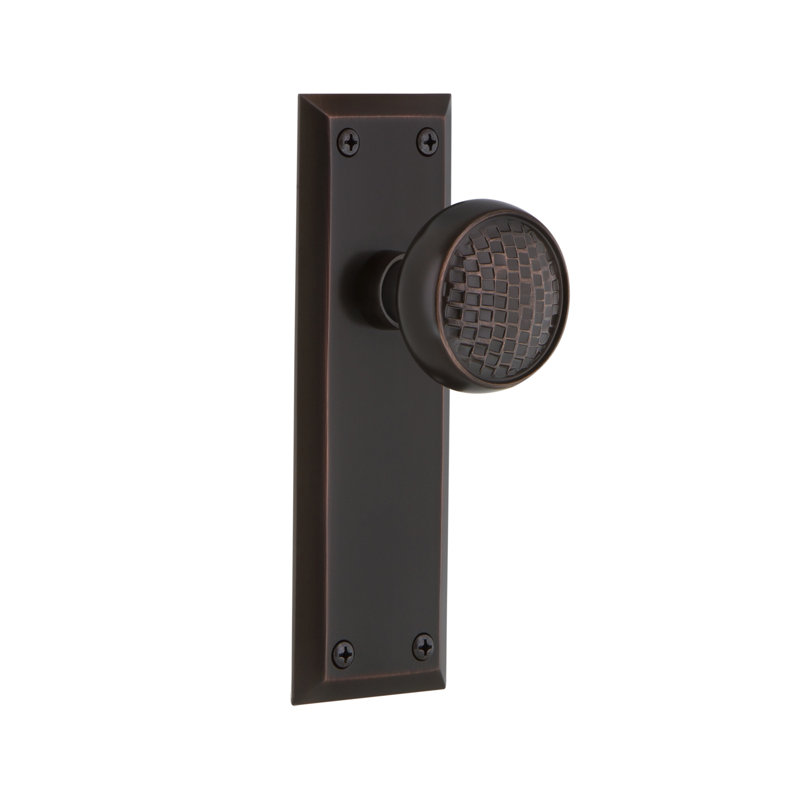 Plaque avec bouton de porte artisanal New York, Bronze intemporel, 2 3/8 po