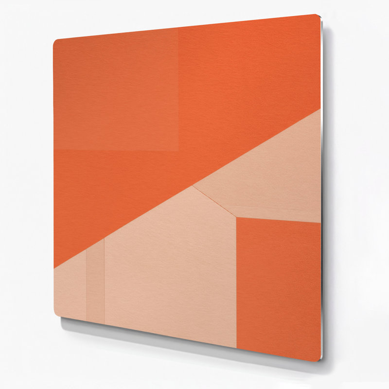 Minimalism 98 Orange Metal Wall Art, 12" H x 12" W
