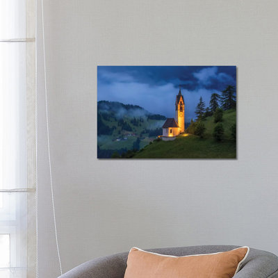 Italy, Dolomites, Val Di Funes. Chapel Of St. Barbara At Sunset. by Jaynes Gallery - Wrapped Canvas Gallery-Wrapped Canvas Giclée