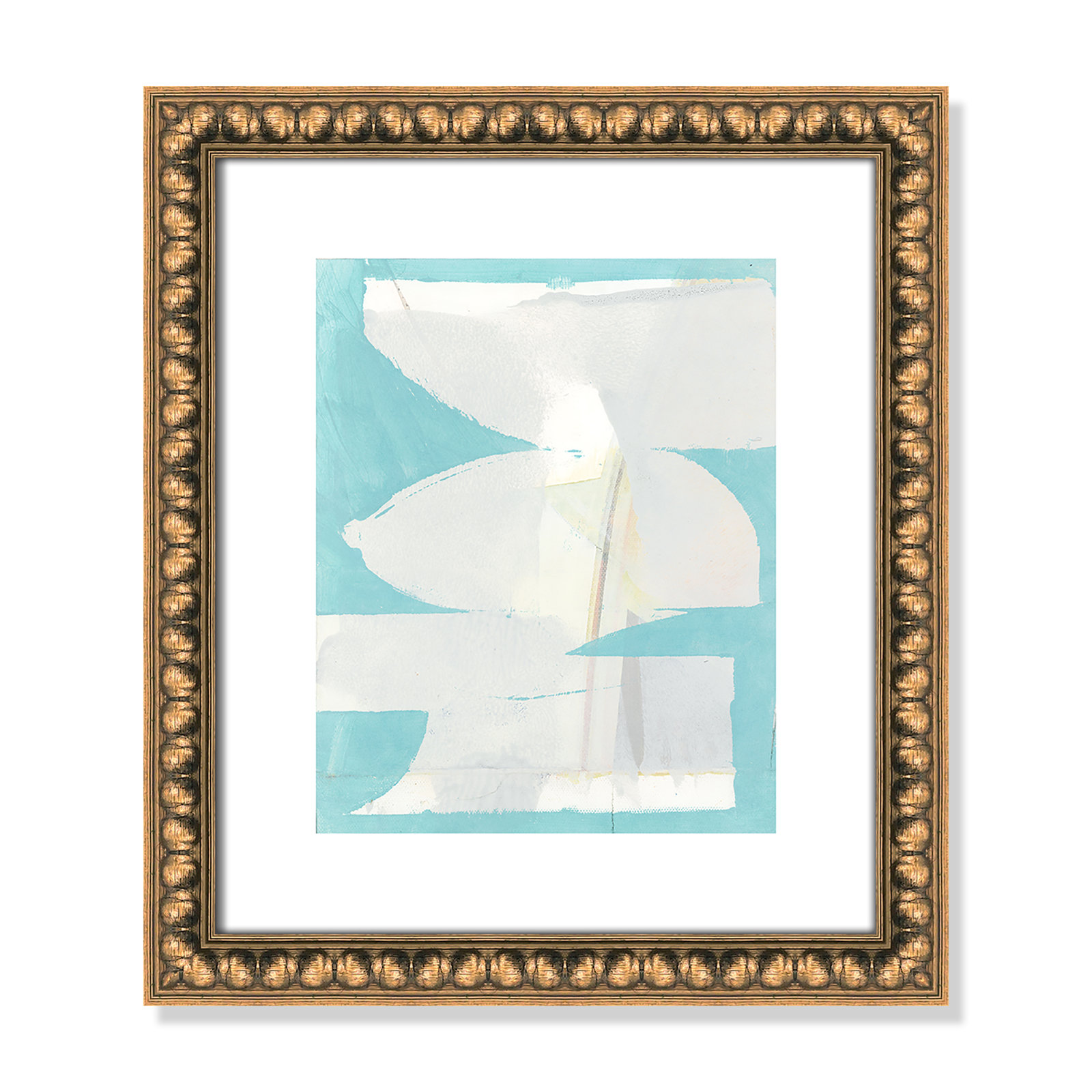 Nara "Carve I" Painting, 16" H x 14" W x 1.13" D, Gold Bead Framed Paper