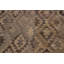 Tapis brun en laine fabriqué à la main de conception unique 5 pi 8 po x 7 pi 11 po Kilim Loyalti