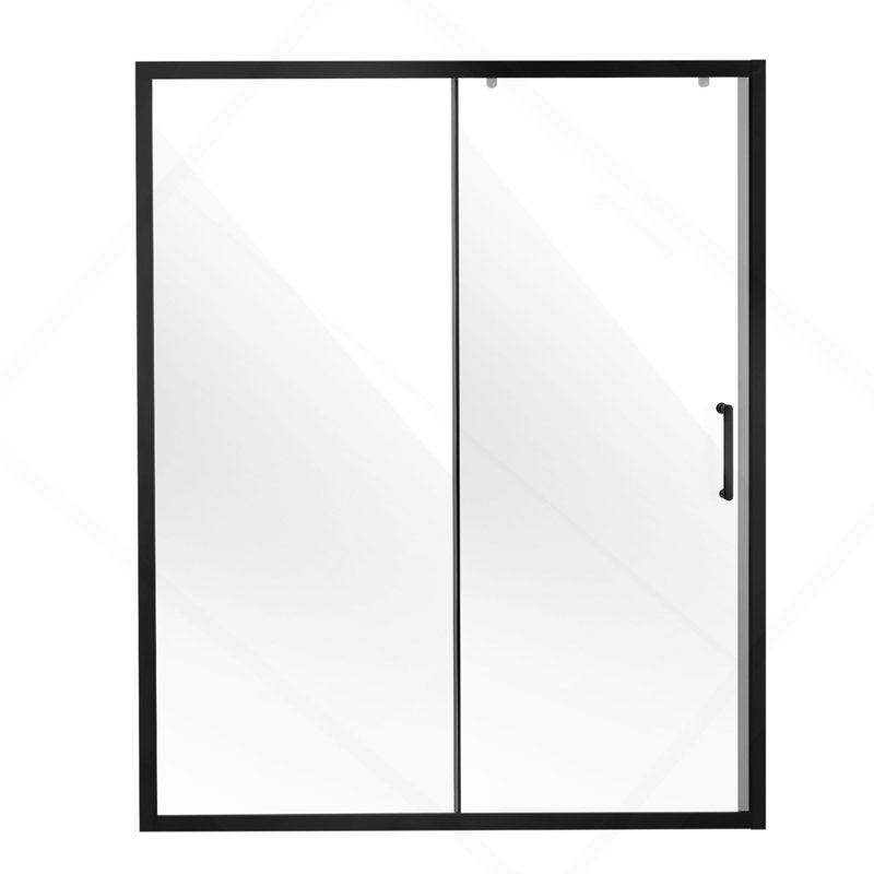 Porte de douche semi-sans cadre 57,7-59 x 70 po en verre trempé 1/4 po noir mat