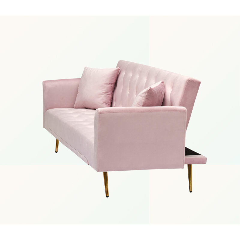 Twin 71'' Velvet Sofa, Pink Velvet