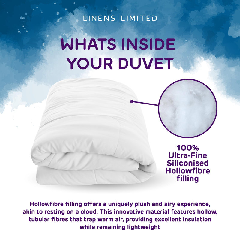 Linens Limited Bedtime Bliss Duvet, Made in the UK, All Year Round Quilt, Soft and Comfy, Hollowfibre, Machine Washable - Double - 10.5 Tog