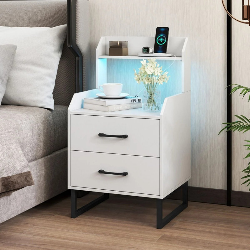 45cm W Metal Bedside Table