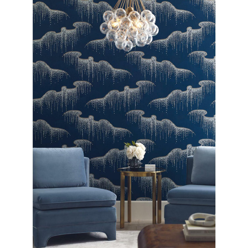 Rouleau de papier peint L 27 pi x l 27 po Moonlight Pearls, Marine