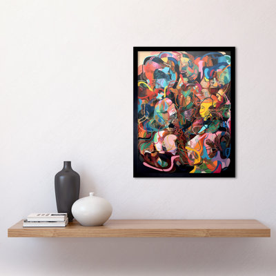 Human Relationships Multicoloured Abstract Crowd - Single Picture Frame Print