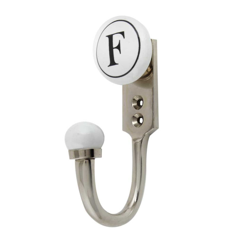 Letter F Ceramic Wall Hook
