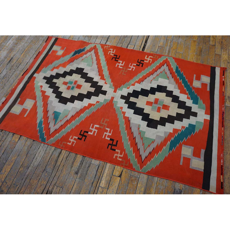 Antique Navajo Small Scatter Size Wool Flat Weave Native American Rug