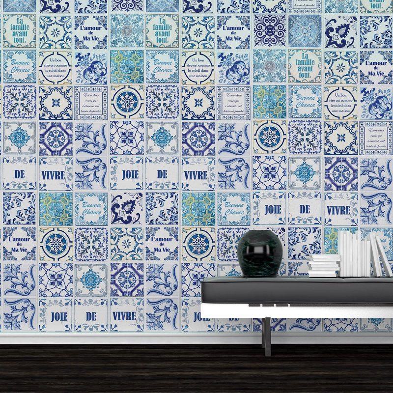 PVC Peel & Stick Mosaic Tile, Blue