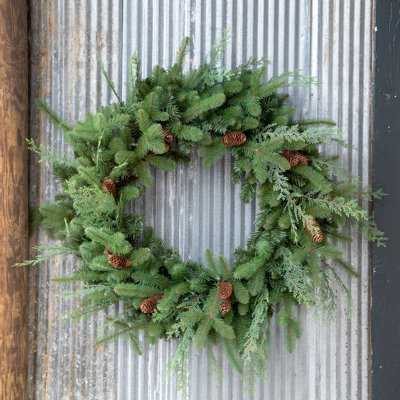 39" Lighted Evergreen Wreath