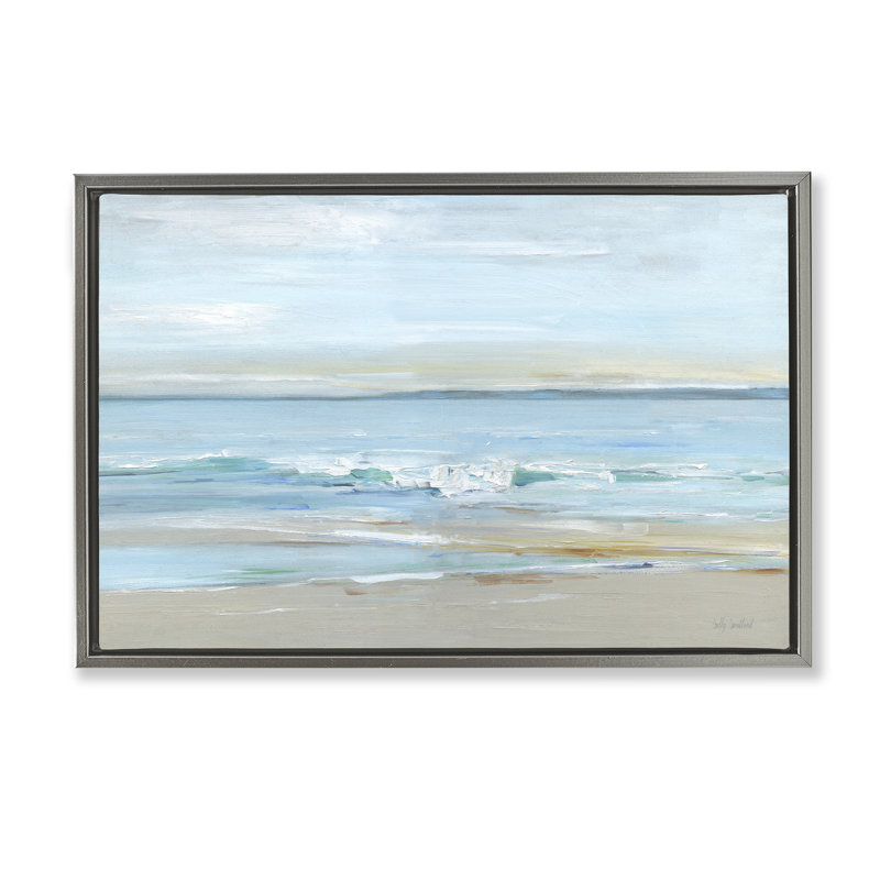 «Restless Beach Waves Abstraction», Cadre flottant gris lustré, H 17 po x l 25 po