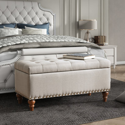 Rangement en lin beige - Structure solide, pour chambre à coucher, salon, espace supplémentaire d'entrée avec rangement pratique, compartiment caché