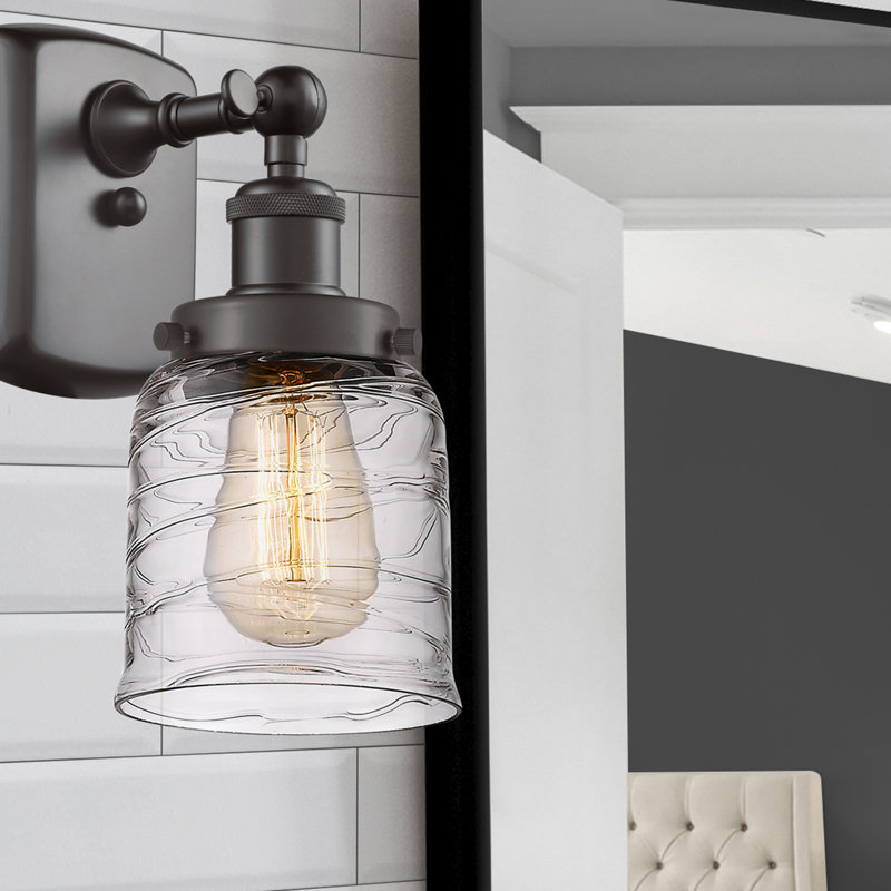 Applique murale 1 lumière 5 po Ballston Urban Bell, Tourbillon déco transparent, Bronze frotté à l'huile, Incandescent