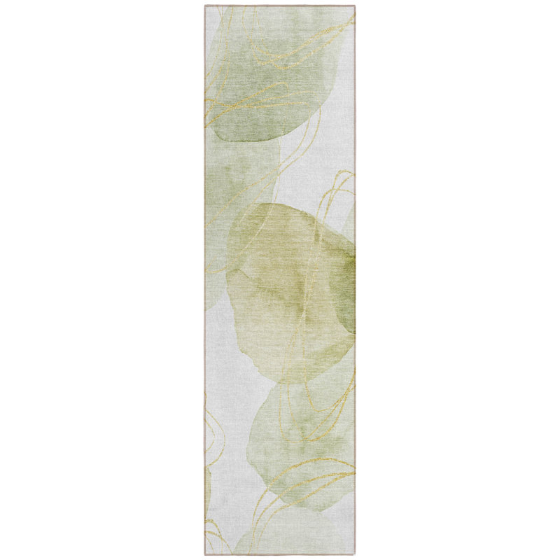 Tapis de couloir intérieur et extérieur vert 8 po