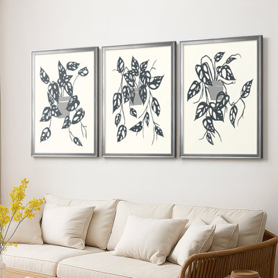 «Growing Leaves IV» - Toile tendue avec châssis sur mesure - 3 pièces