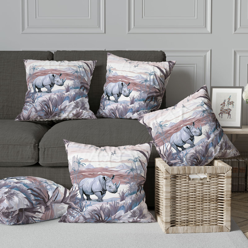Coussin Coastal Rhino, H 26 po x l 26 po, Bleu / Lavande