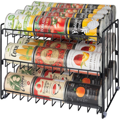Black Three-Layer Kitchen Canned Storage Rack