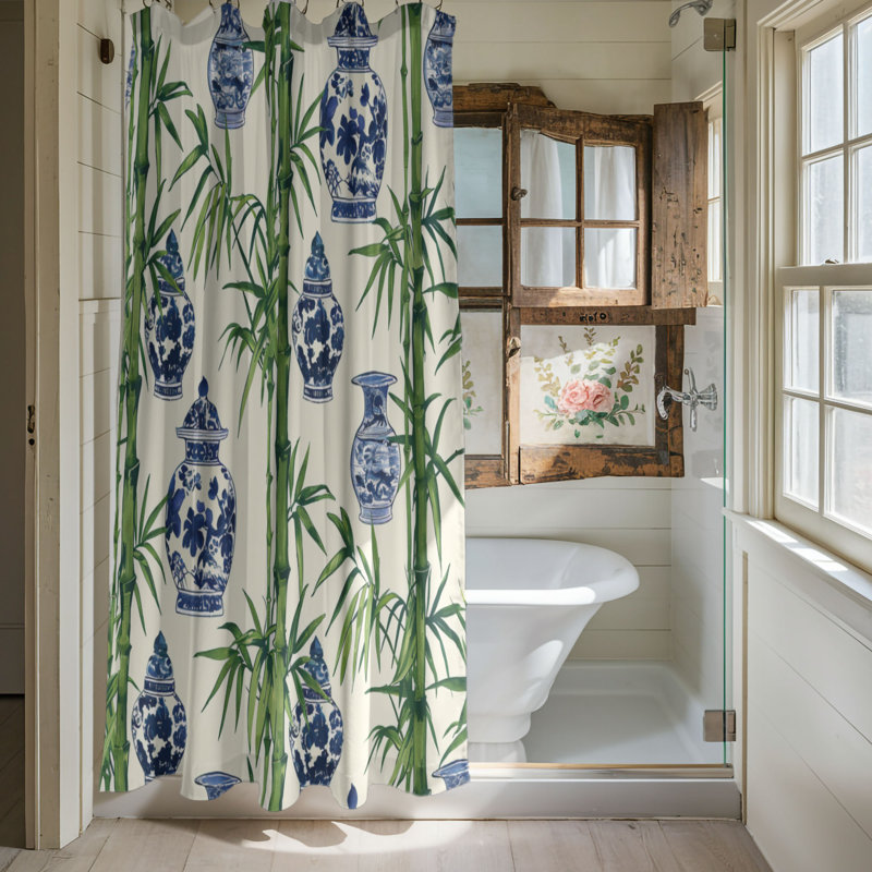 Bamboo Craftsmanship - Rideau de douche standard 1 pièce, H 74 po x l 71 po