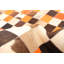 Tapis jaune / orange / noir en cuir de vache Patchwork