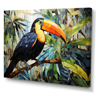 Jaune et vert toucan mosaïque III - art mural toucan
