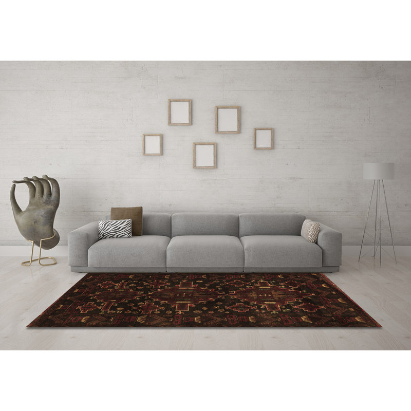 Traditional 2402 Brown Machine Washable Area Rugs, Rectangle 8' x 10'
