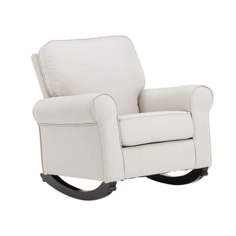 Chaise berçante Illyssa, siège à ressorts ensachés, structure en bois, revêtement doux