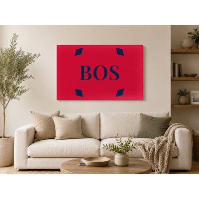 New England Football City Colors Luxury Diamond Monogram — Navy Blue Red — Canvas Wall Art