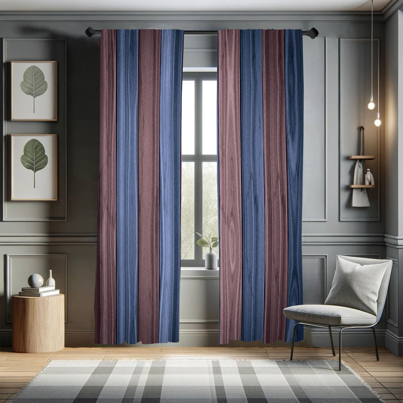 East Urban Home Rustic Curtains, Cottage Cabin Life Print Art, Pair of 28", Dark Warm, 28" W x 95" L