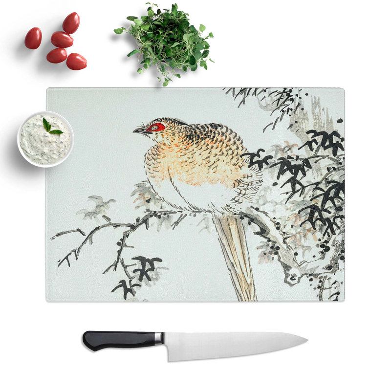 Tempered Glass Pheasant Chopping Board, 28.5 cm W x 20 cm L