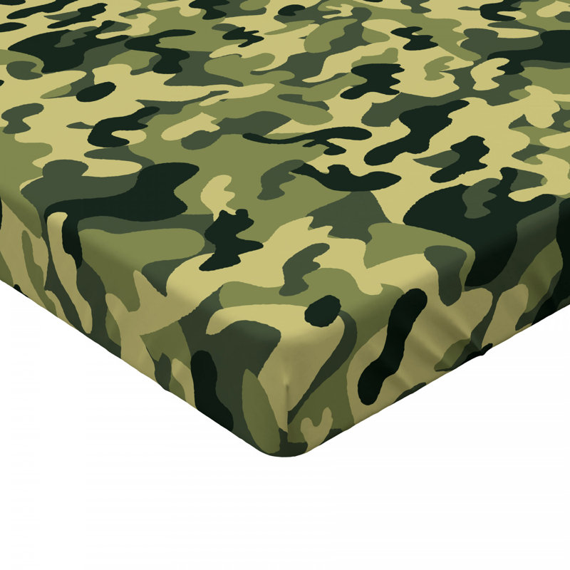Microfiber Camouflage Fitted Sheet, Full Fitted Sheet, Black/Green Camouflage 1