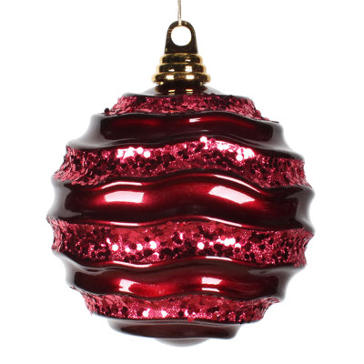 Ornement de Noël boule rayée et scintillante