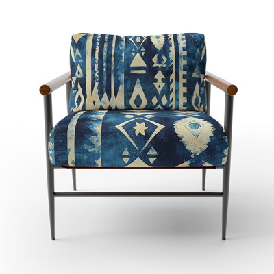 Tribal Accent Chair - Indigo Tribal Pattern Arm Chair