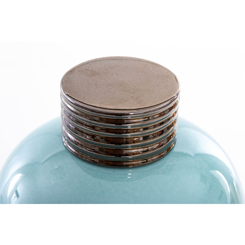 Excalibur Ceramic Jar, 24cm H x 22cm W x 22cm D, Green/Gold