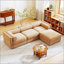Élégant canapé 2 places en chenille avec rangement pour repose-pieds, dossier cylindrique et accoudoirs, causeuse moderne en tissu avec espace de rangement caché