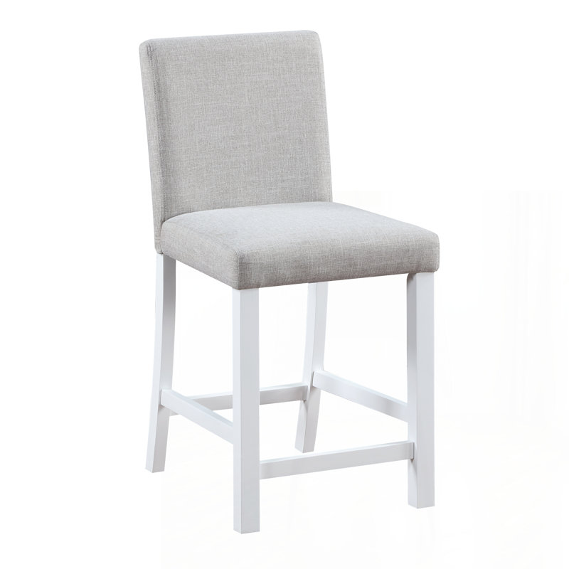Ensemble de salle à manger Balachandran, Blanc, Lin gris / blanc, H 36 po x L 34,5 po x l 34,5 po