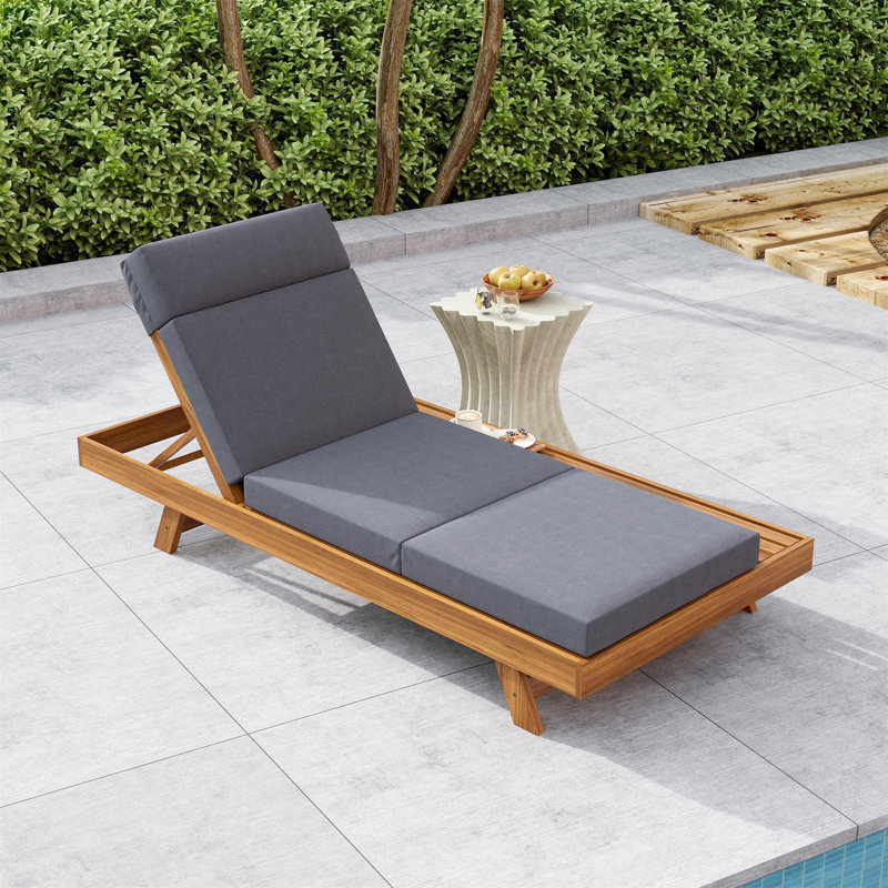 Chaise longue avec repose-tête, Gris foncé