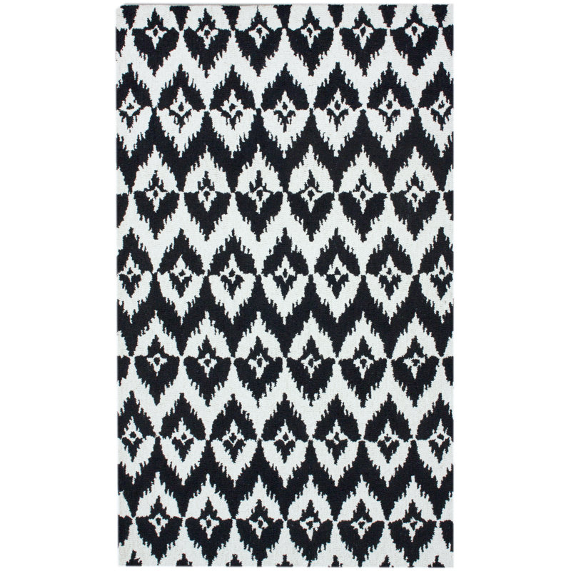 Tapis noir Ikat Adalise Cheveron, Rectangle 5 pi x 8 pi