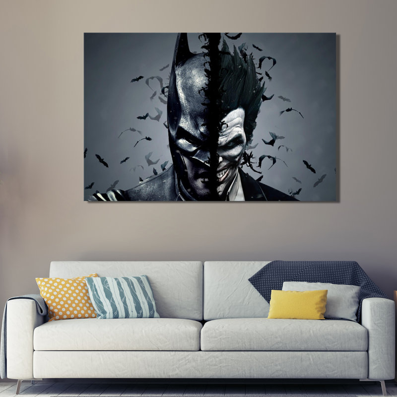 Batman And Joker, Illustration, films, papier peint, affiche murale, impression sur toile, H 30 po x l 45 po x P 1,5 po