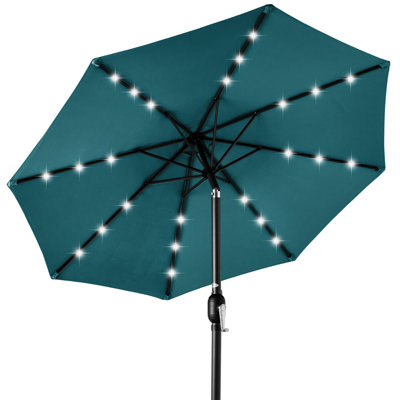 Parasol lumineux solaire à DEL avec ajustement de l'inclinaison 10 pi Shearer, tissu résistant aux rayons UV