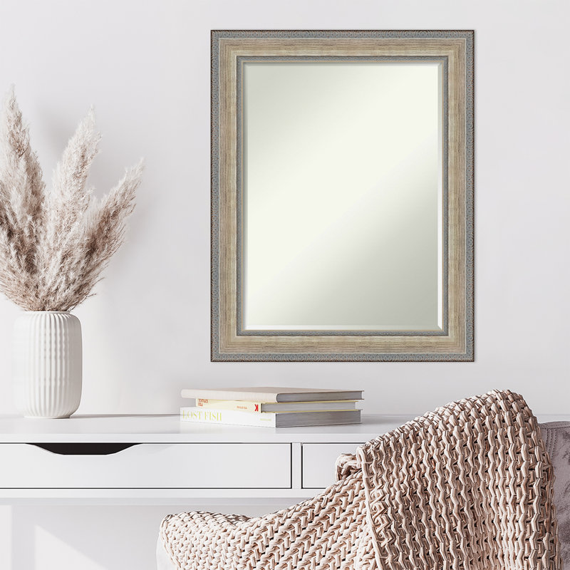 Carlianne Wall Mirror, Rectangulaire, H 29,25 po x l 23,25 po, Argent / Naturel